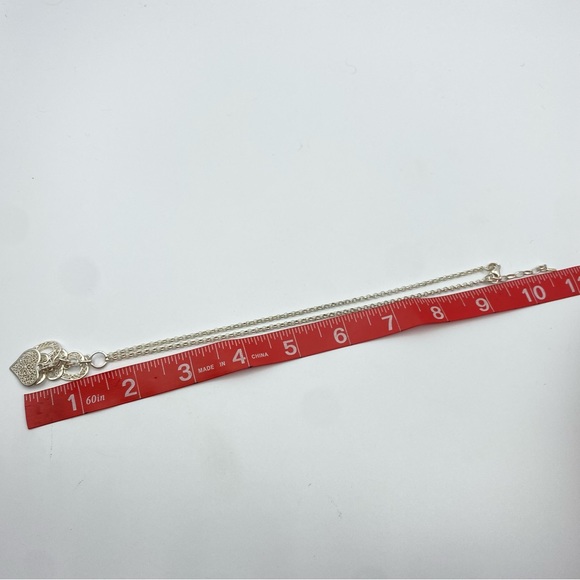 Sterling Silver Open Work Heart Cluster Chain Y-Drop Necklace Ornate Filigree - Picture 8 of 10